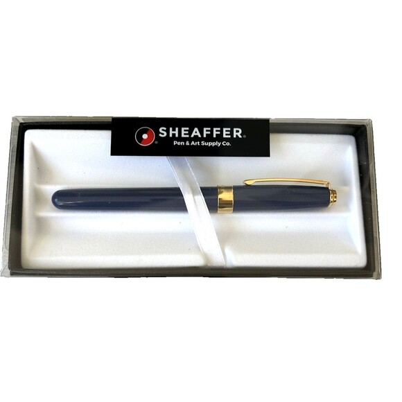 Sheaffer Prelude Blue Laquer Gold Tone Trim Med Nib Fountain Pen NEW in Gift Box - Picture 1 of 5